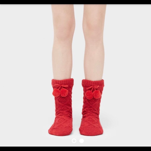 UGG Fleece lined crew neck sock with Pom Pom OS - Picture 2 of 6